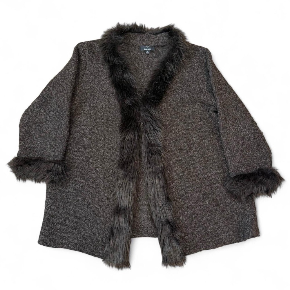 Dennis By Dennis Basso Faux Fur Brown Overcoat Poncho Women's Size 3X Preppy Y2K